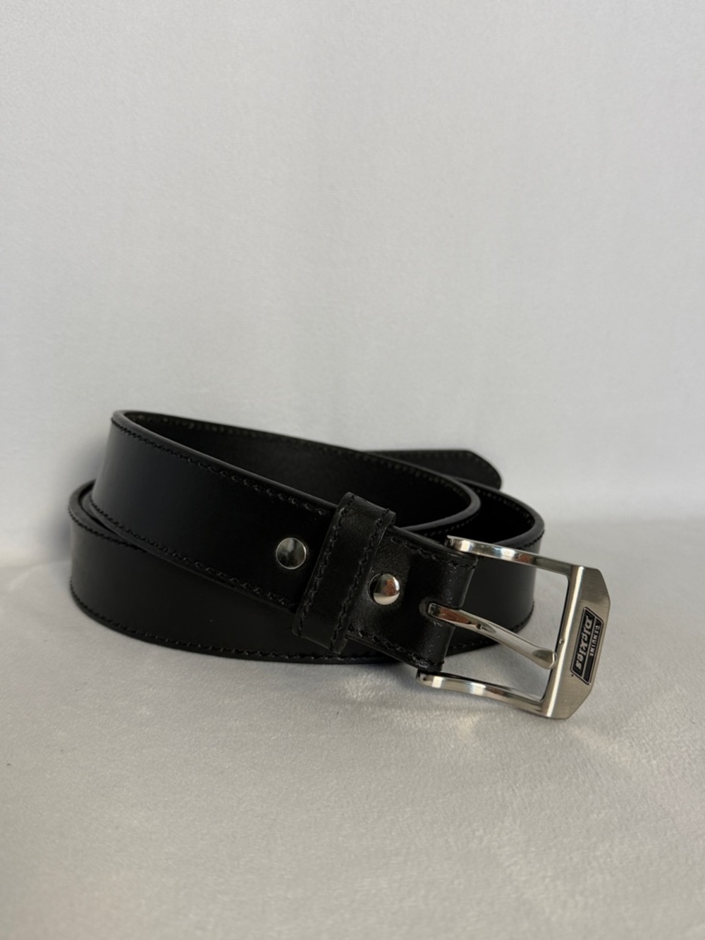 Dickies Men's Black Leather Belt with Silver Buckle Size 50-52